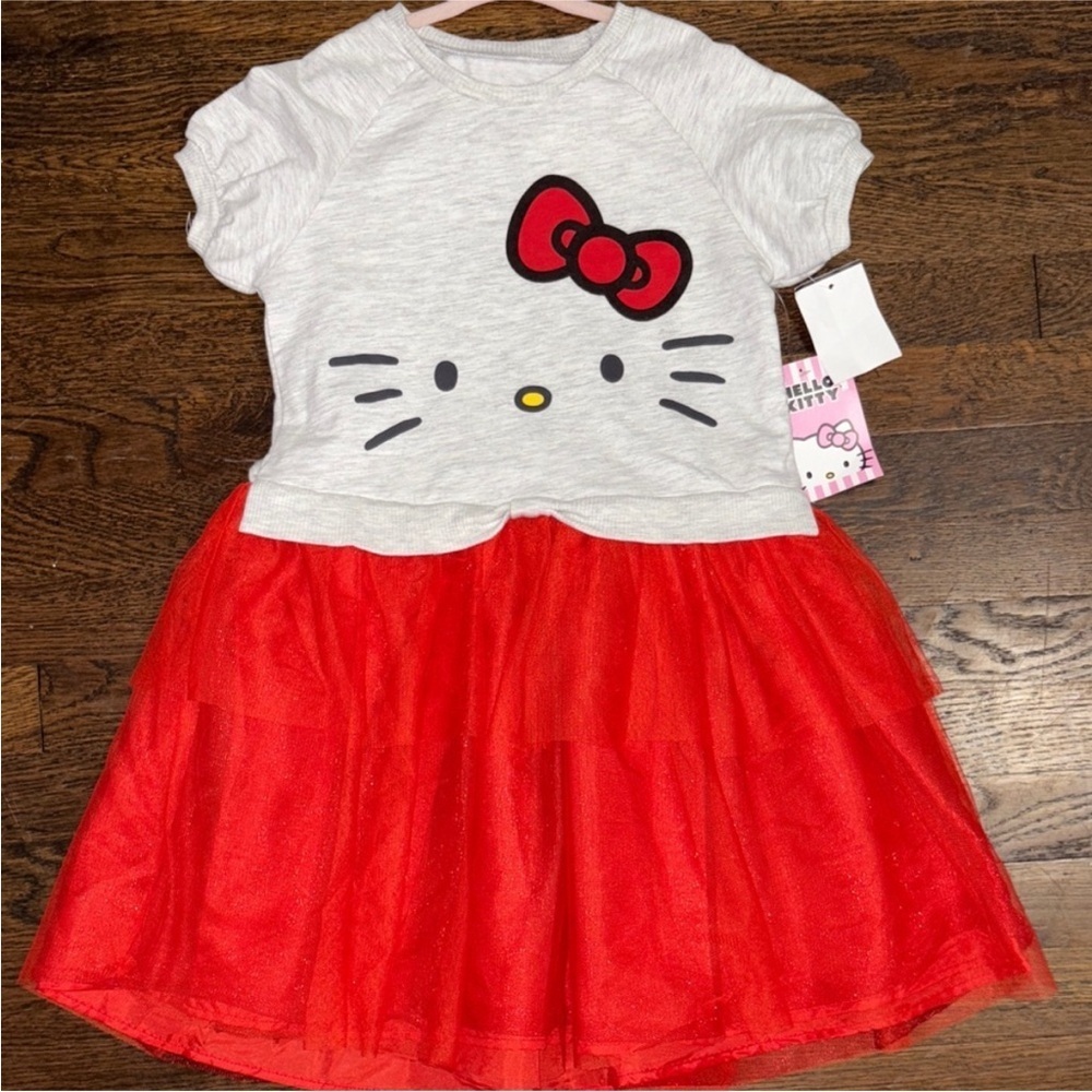 Hello Kitty Gray Top with Red Skirt Dress